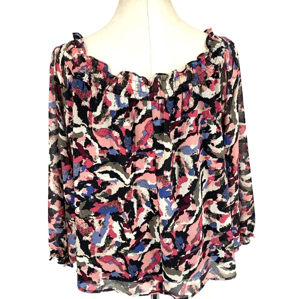 Lane Bryant Blouse Women's 14/16 Peasant Boho Lined Polyester Elastic Neckline - Picture 5 of 7